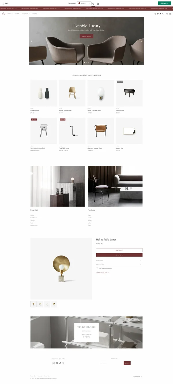 Atlantic shopify best converting theme. Clean, white background with squares or grids. Organized, decluttered, and minimalistic feeling Shopify website template optimized for conversions.