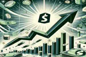 Shopify-Stocks-Record-High-A-Buy-Signal - An illustration of an image that encapsulates the essence of Shopify's recent stock performance and investor optimism