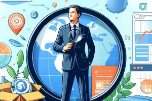 Niche Selection and Product Sourcing - The image features a central figure, a smartly dressed business person doing a niche selection and product sourcing.