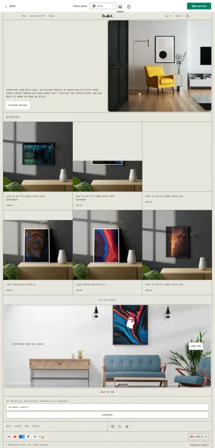 bullet shopify theme khaki