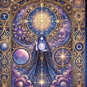 DALL·E 2025-03-20 18.03.00 - A beautifully illustrated tarot card with intricate, mystical details. The design features a celestial theme with a glowing moon, radiant stars, and s